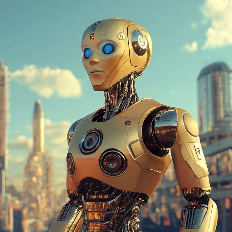 An illustration of one of Isaac Asimov's robots.